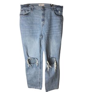 Abercrombie & Fitch Curve 90's Jean 34/18R Straight Ultra High Rise Ripped Blue